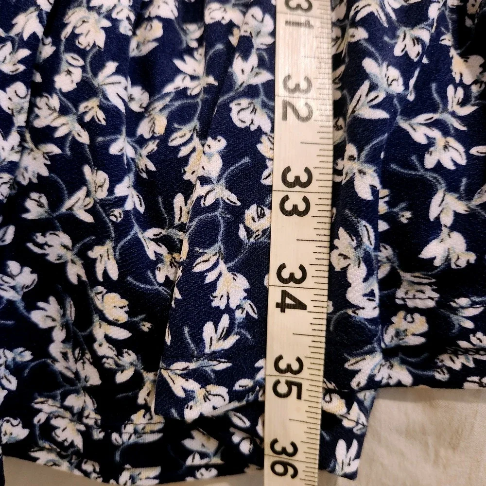 Cottagecore Floral Dress Misia  Vintage Style Preppy Short Sleeve Stretch Navy M